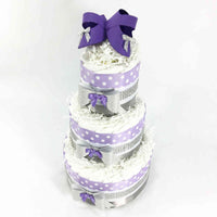 Lavender, Silver, & White Girl Baby Shower Diaper Cake
