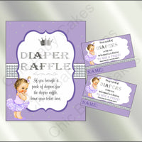 Lavender & Silver Princess Diaper Raffle Set, Blonde
