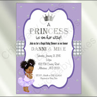 Lavender & Silver Princess Baby Shower Invite