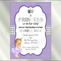 Lavender & Silver Princess Baby Shower Invitation