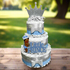 Light Blue & Silver Prince Diaper Cake