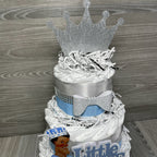 Little Prince Diaper Cake - Light Blue, Silver
