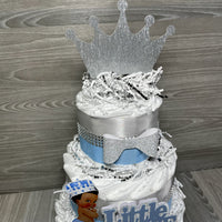Little Prince Diaper Cake - Light Blue, Silver
