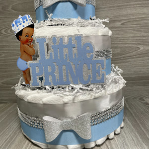 Little Prince Diaper Cake - Light Blue, Silver