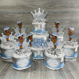 Light Blue & Silver Little Prince Diaper Cake Set