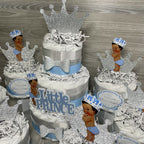 Little Prince Diaper Cake Set, Light Blue, Silver