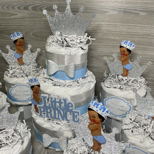 Little Prince Diaper Cake Set - Light Blue, Silver