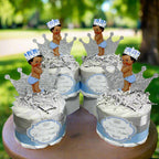 Light Blue & Silver Little Prince Mini Diaper Cake Set