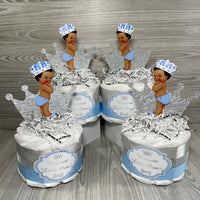 Light Blue & Silver Little Prince Mini Diaper Cake Set