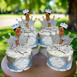 Light Blue & Silver Little Prince Mini Diaper Cake Set
