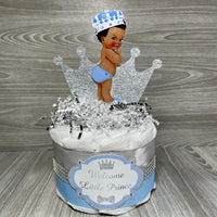 Light Blue & Silver Little Prince Mini Diaper Cake
