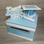 Graduation Card Box - Light Blue, White 10x10