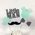 Mint and Gray Little Man Centerpiece Sticks
