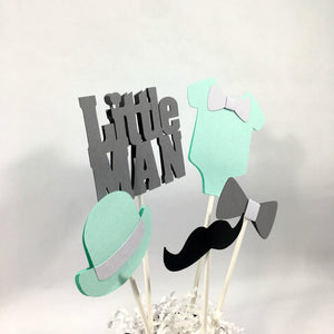 Little Man Centerpiece Sticks - Mint, Gray