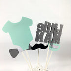 Little Man Centerpiece Sticks - Mint, Gray