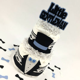 Blue & Black Little Gentleman Diaper Cake