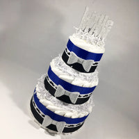 Royal Blue, Black, & Silver Little Man Diaper Cake Centerpiece
