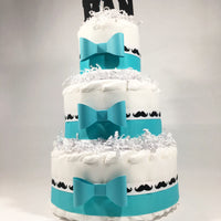 Little Man 3-Tier Diaper Cake Centerpiece - Teal, Black
