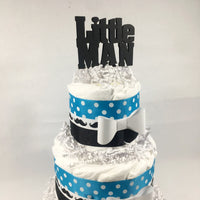 Little Man 3-Tier Diaper Cake Centerpiece - Turquoise, Black