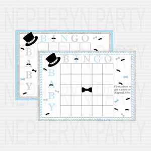 Printable Little Man Baby Shower Games - Blue, Silver