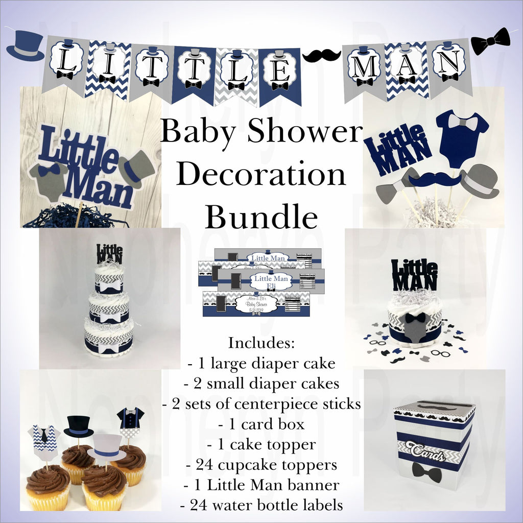 Little Man Baby Shower Decorations Bundle