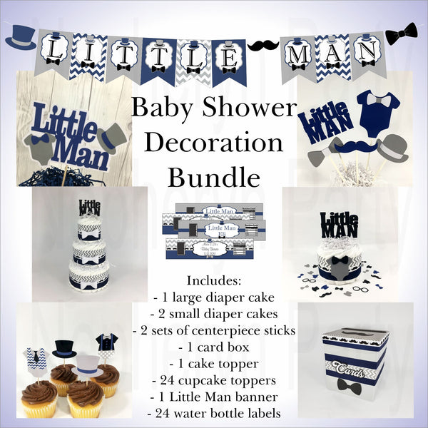 Little Man Baby Shower Decorations Bundle