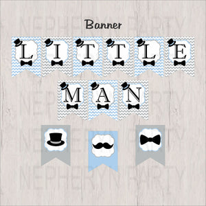 Light Blue & Gray Little Man Banner