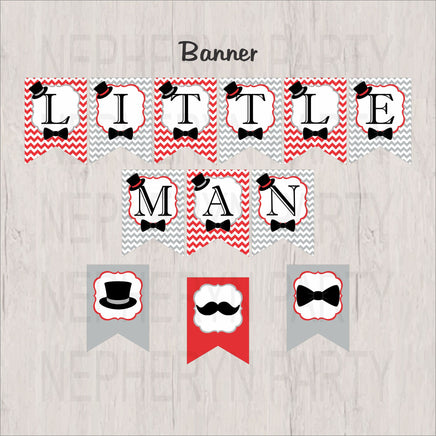 Red, Gray, & Black Little Man Banner