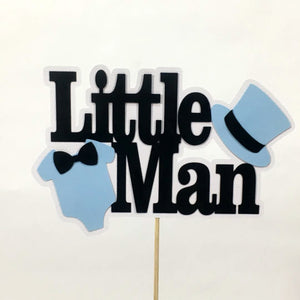 Light Blue & Black Little Man Cake Topper