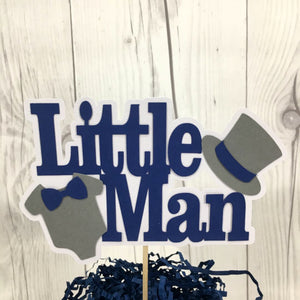 Navy & Gray Little Man Cake Topper