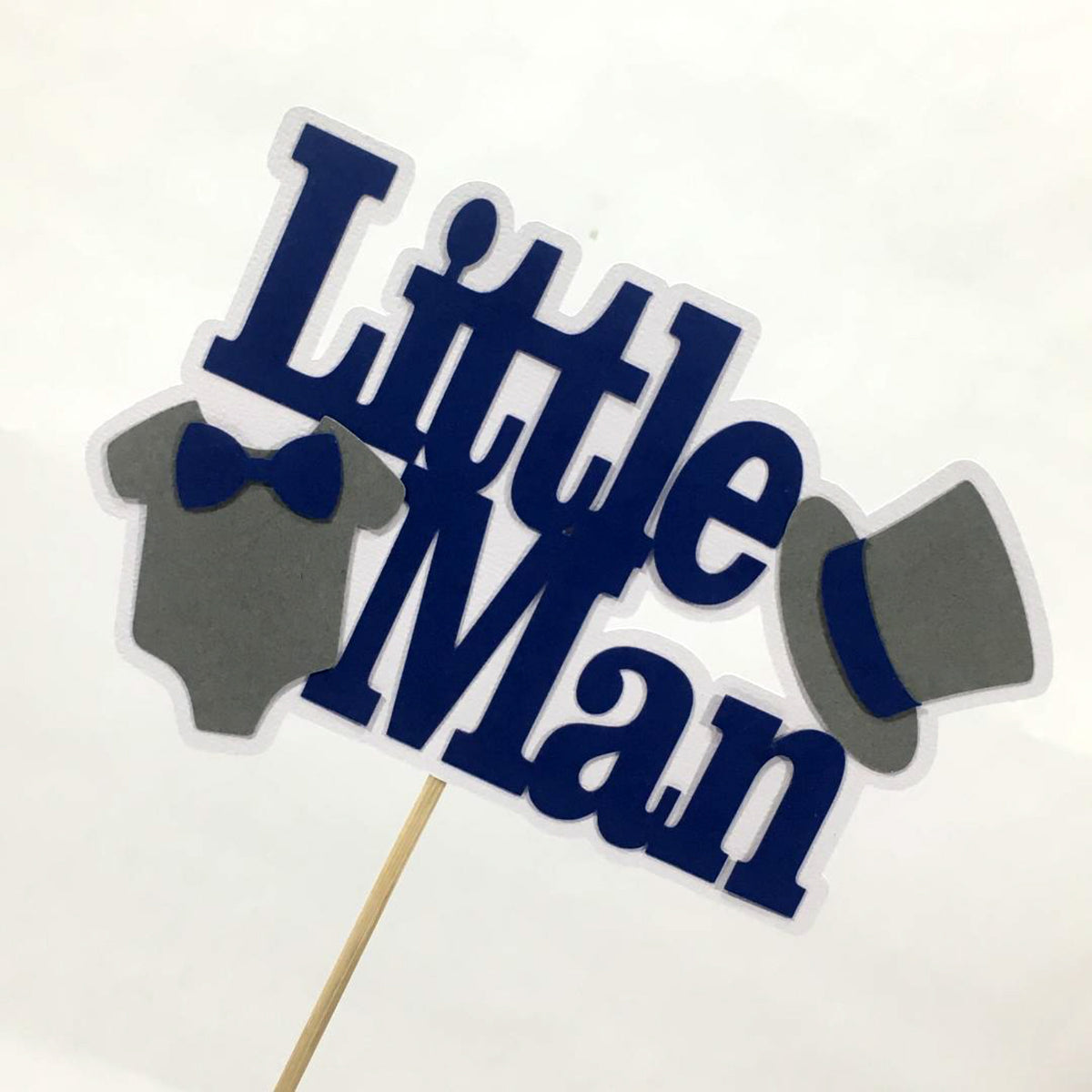 Little Man Cake Topper - Navy, Gray