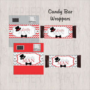 Red, Gray, & Black Little Man Candy Bar Wrappers