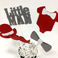 Little Man Centerpiece Sticks - Red, Gray