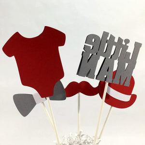 Little Man Centerpiece Sticks - Red, Gray