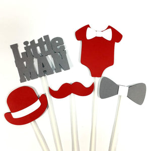 Little Man Centerpiece Sticks - Red, Gray