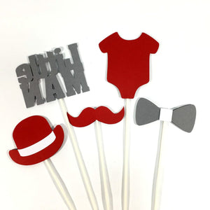 Little Man Centerpiece Sticks - Red, Gray