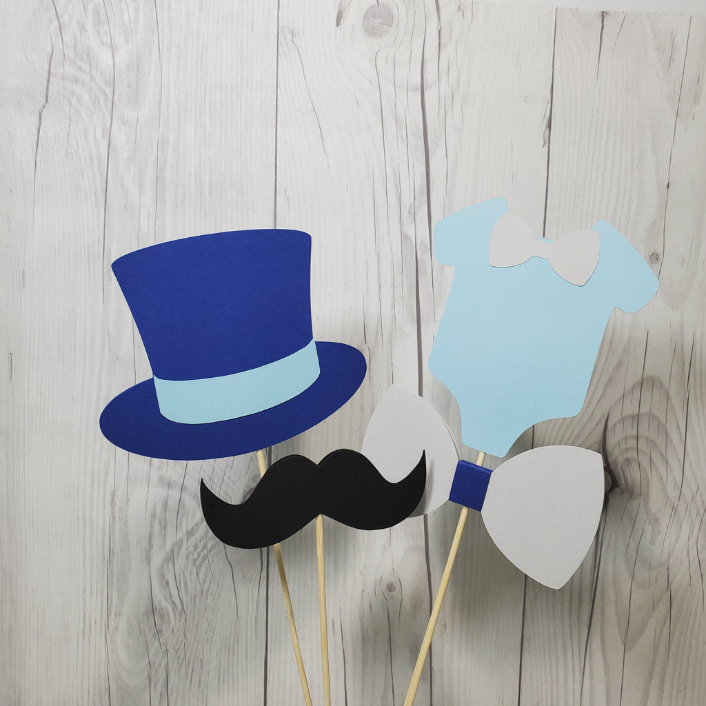 Light Blue, Navy, & Gray Baby Shower Centerpiece Sticks