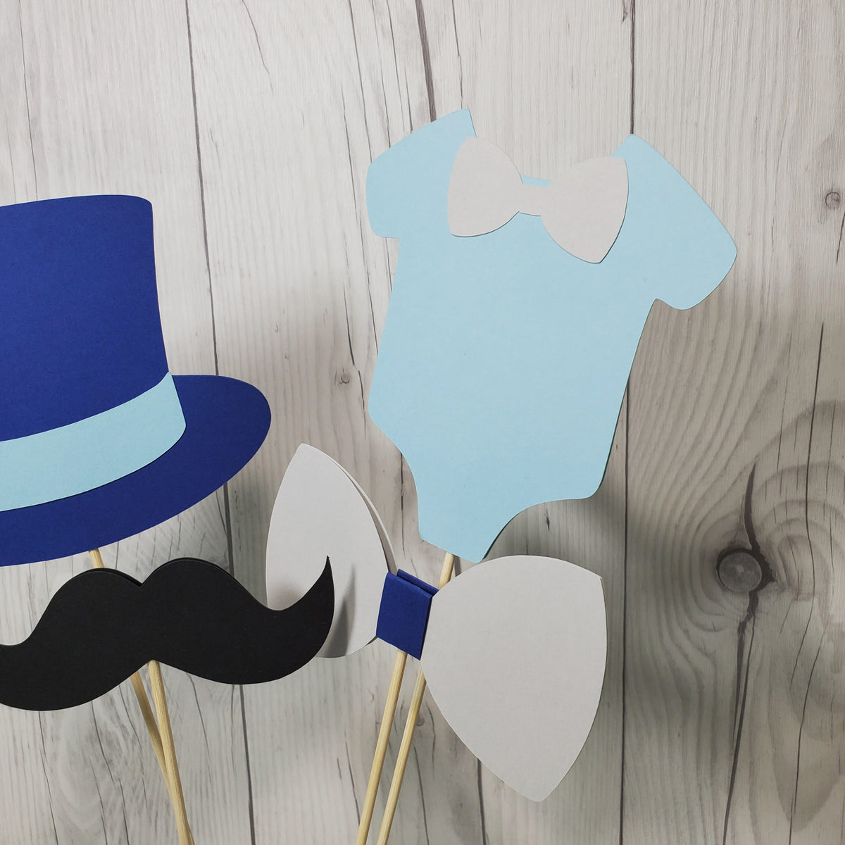 Little Man Party Sticks - Light Blue, Navy, Gray, Black