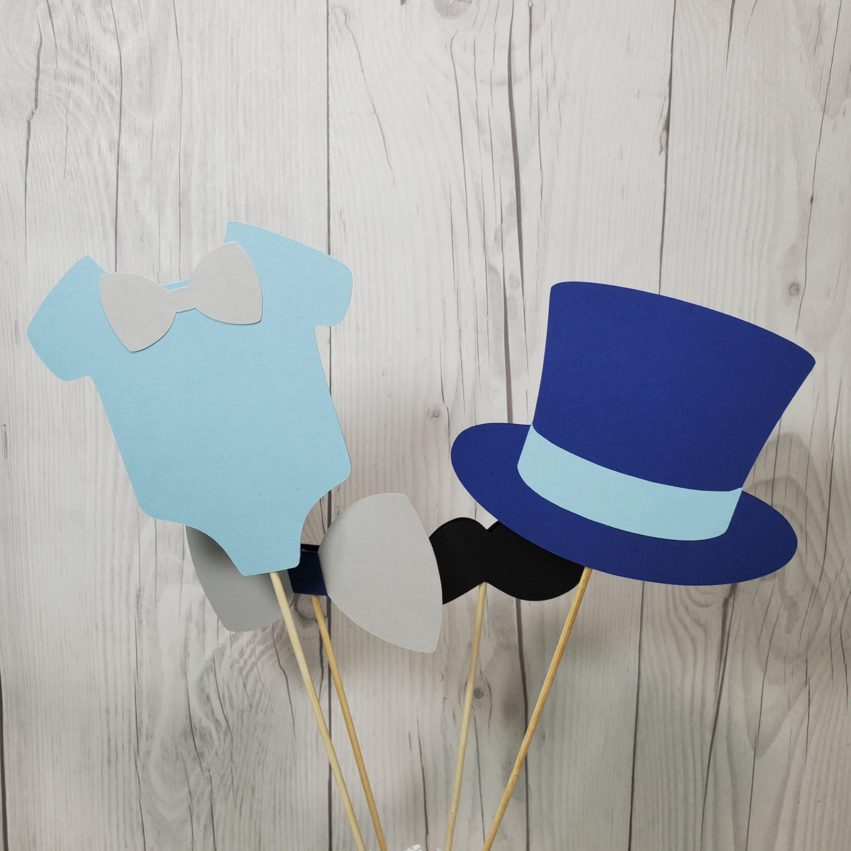 Little Man Party Sticks - Light Blue, Navy, Gray, Black