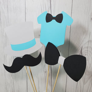 Little Man Party Sticks - Light Teal, Gray, Black