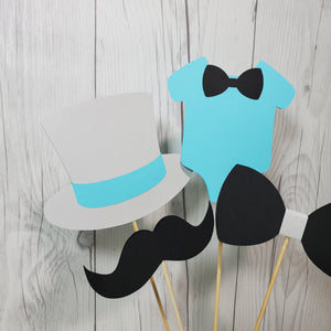 Little Man Party Sticks - Light Teal, Gray, Black