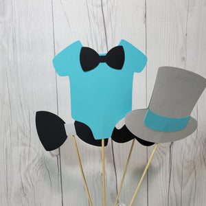 Little Man Party Sticks - Light Teal, Gray, Black