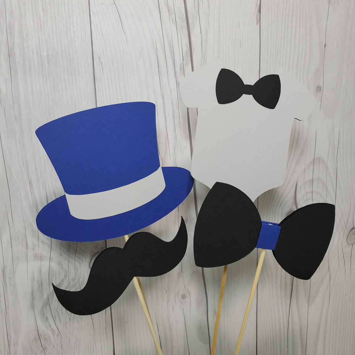 Navy, Gray, & Black Little Man Party Sticks