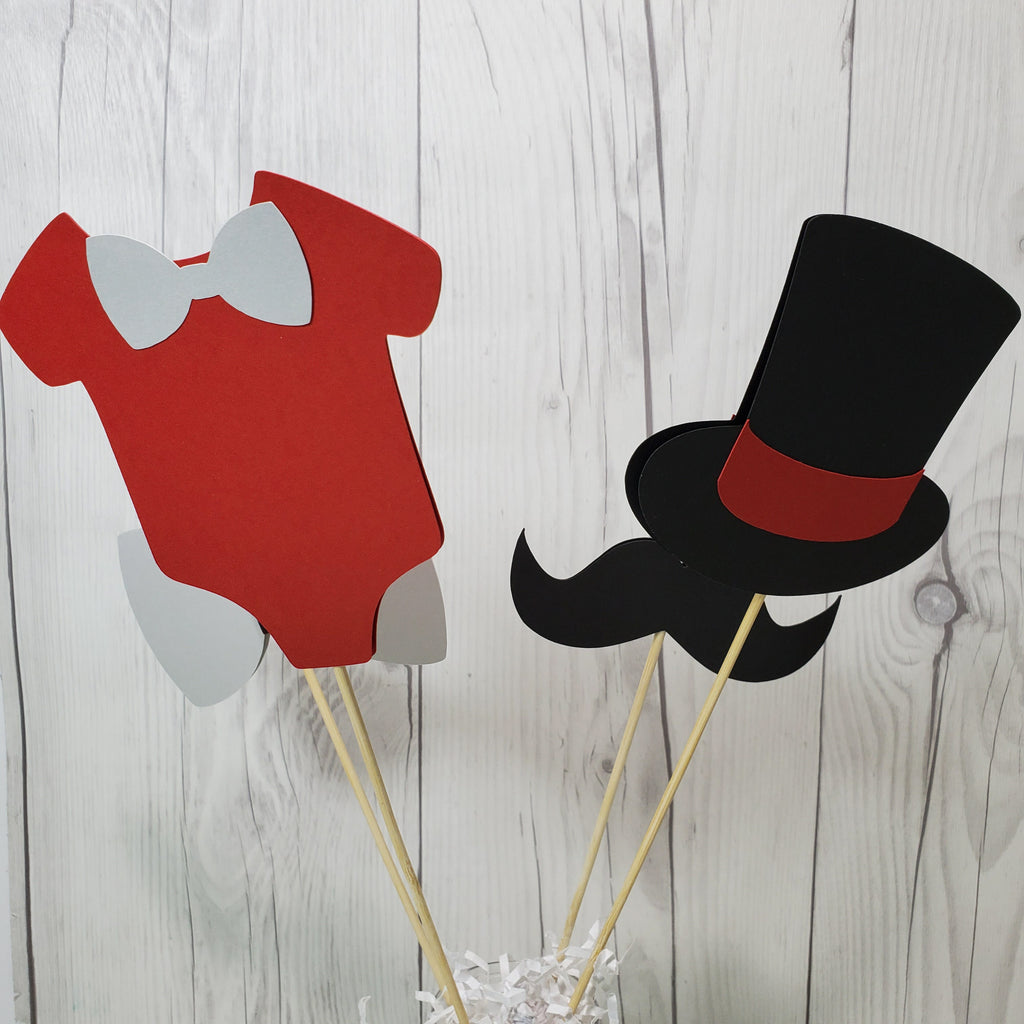 Little Man Party Sticks - Red, Gray, Black