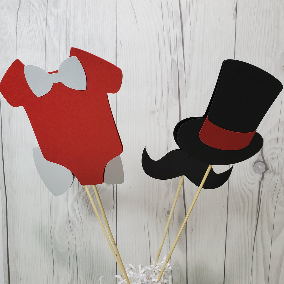 Little Man Party Sticks - Red, Gray, Black