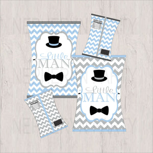 Light Blue & Gray Little Man Chip Bags