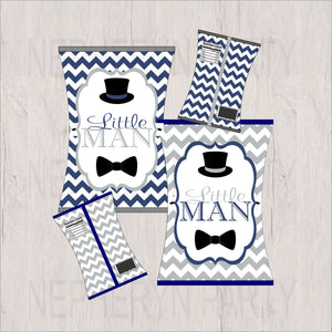 Navy & Gray Little Man Chip Snack Bags