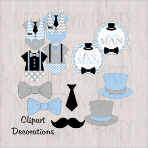 Light Blue & Gray Little Man Clipart