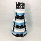 Little Man Diaper Cake Centerpieces, Blue, Black, White
