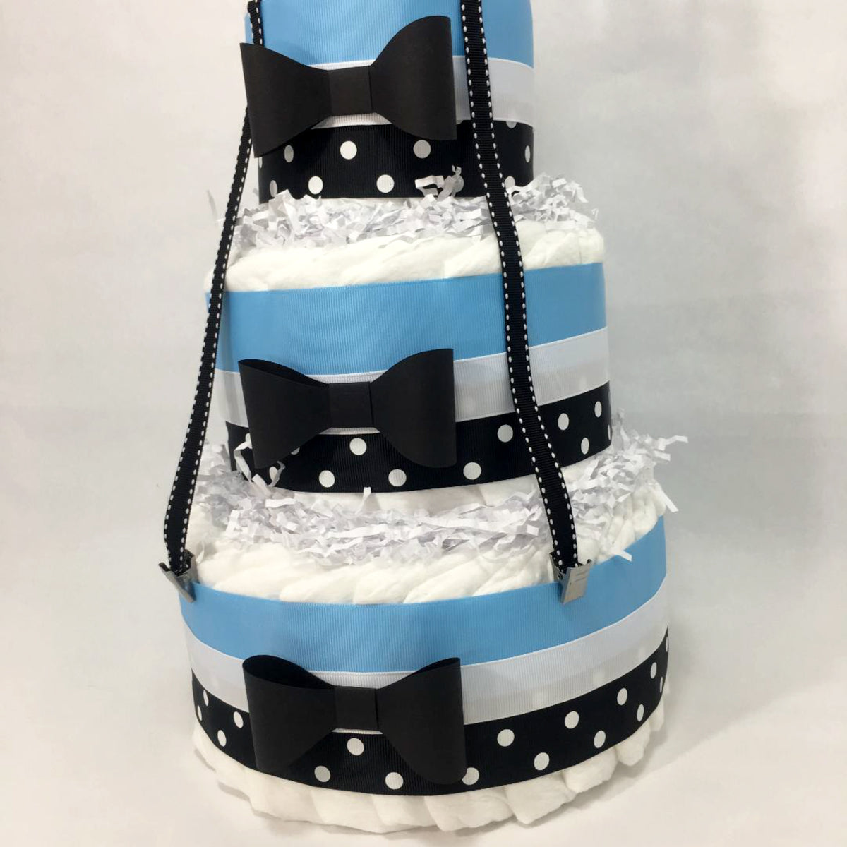 Little Man Diaper Cake Centerpieces, Blue, Black, White